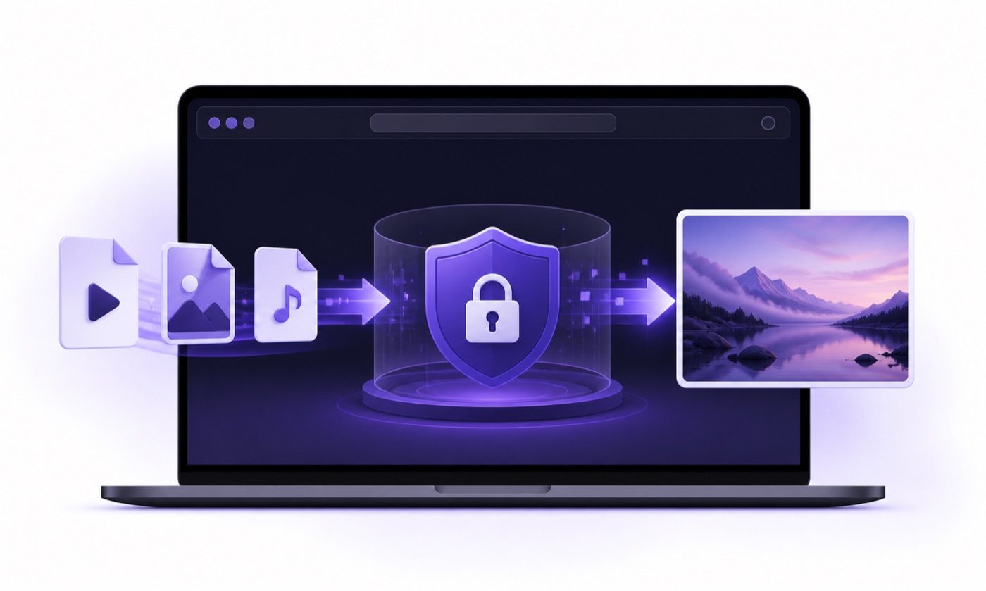 Fitxers processats en un espai de treball privat del navegador
